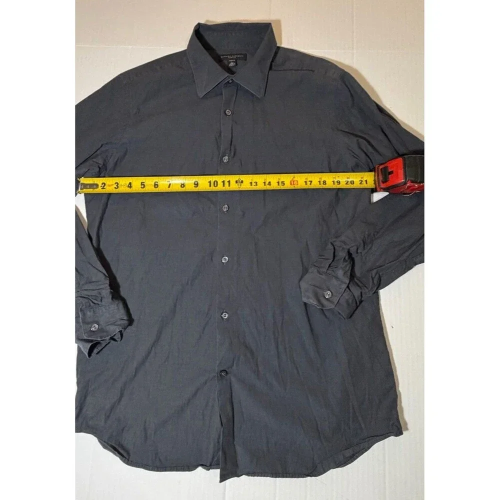 Banana Republic Slim Fit Stretch Dress Shirt Gray Long Sleeve Mens Large